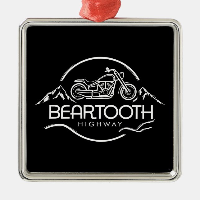 Beartooth Highway Montana Wyoming Motorcycle Metal Ornament (Front)