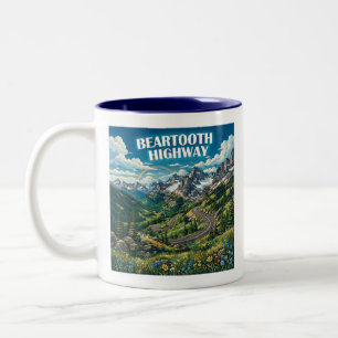 Beartooth Highway Montana Wyoming Rainbow Two-Tone Coffee Mug
