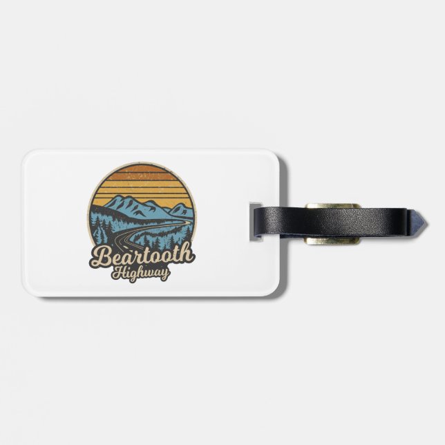 Beartooth Highway Montana Wyoming Retro Luggage Tag (Back Horizontal)
