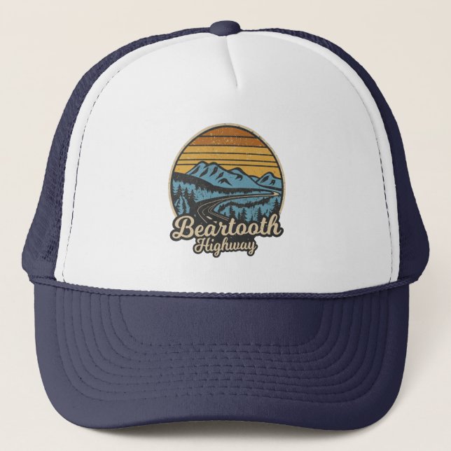 Beartooth Highway Montana Wyoming Retro Trucker Hat (Front)
