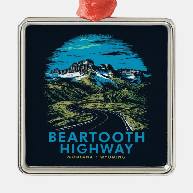 Beartooth Highway Montana Wyoming Vista Metal Ornament (Front)