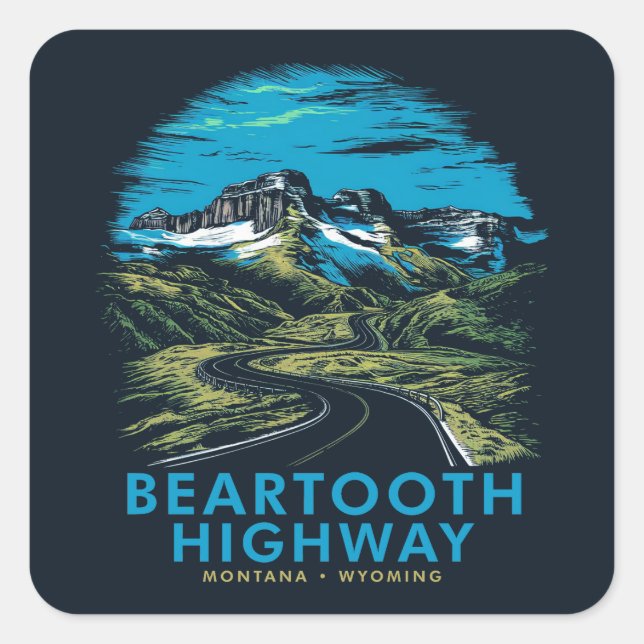 Beartooth Highway Montana Wyoming Vista Square Sticker (Front)