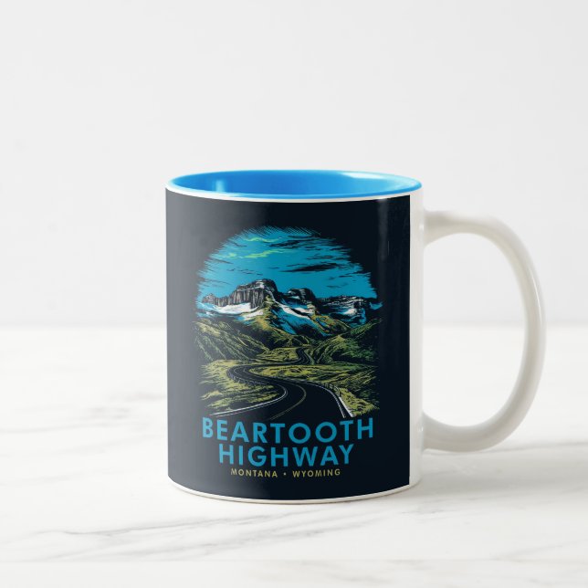 Beartooth Highway Montana Wyoming Vista Two-Tone Coffee Mug (Right)