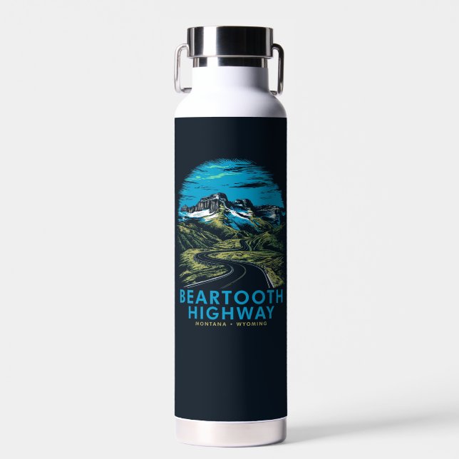 Beartooth Highway Montana Wyoming Vista Water Bottle (Front)