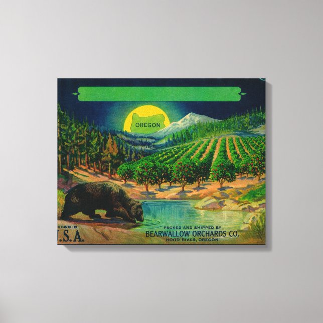 Bearwallow Apple Crate LabelHood River, OR Canvas Print (Front)