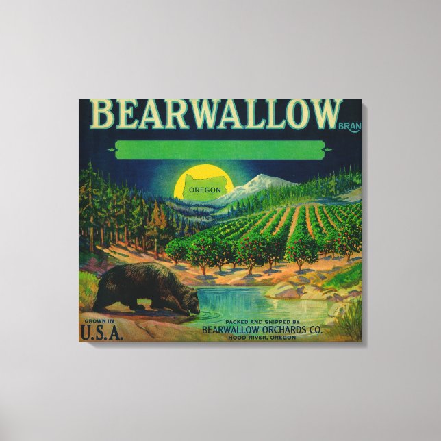 Bearwallow Apple Crate LabelHood River, OR Canvas Print (Front)