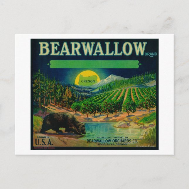 Bearwallow Apple Crate LabelHood River, OR Postcard (Front)
