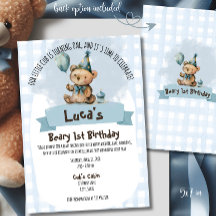Beary 1st Birthday Invitation
