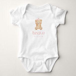 beary brave childhood cancer sick kids custom name baby bodysuit
