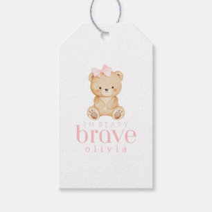 beary brave childhood cancer sick kids custom name gift tags