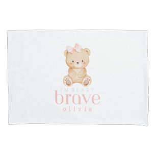beary brave childhood cancer sick kids custom name pillowcase