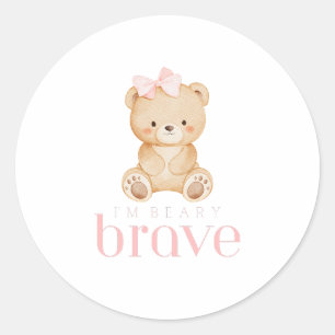 beary brave childhood cancer sick kids cute classic round sticker