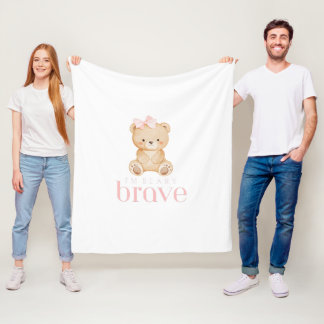 beary brave childhood cancer sick kids cute fleece blanket