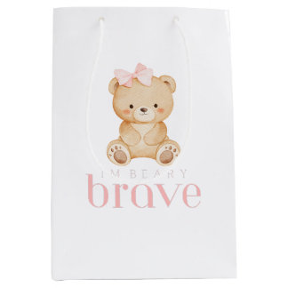 beary brave childhood cancer sick kids cute medium gift bag