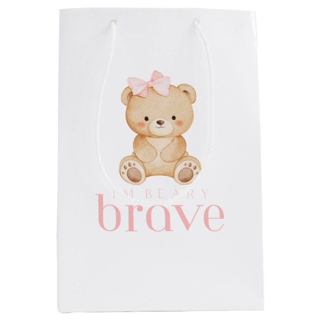 beary brave childhood cancer sick kids cute medium gift bag (Front)