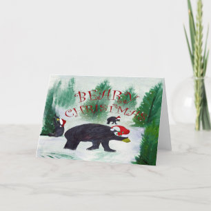 Beary Chrismas bear Holiday greeting cards. Card