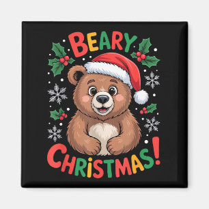 Beary Christmas Cute Bear Santa Funny Holiday  Magnet