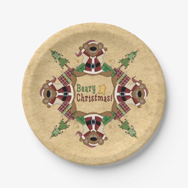 Beary Christmas Paper Plate (Front)