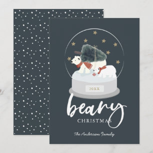 Beary Christmas Polaire Ours Snow Globe Carte de v