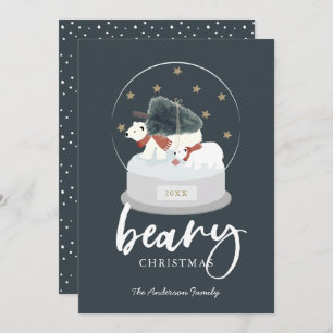 Beary Christmas Polar Bear Snow Globe Holiday Card