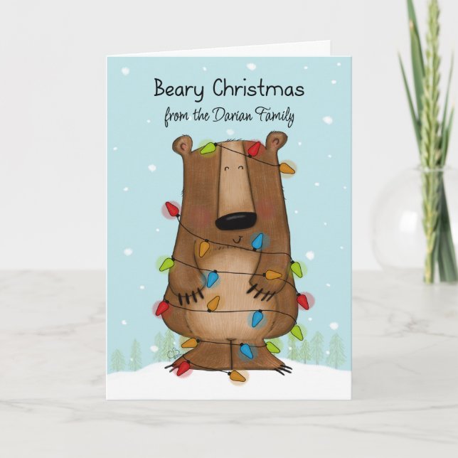 Beary Christmas Tanged Bear Carte de vacances (Devant)