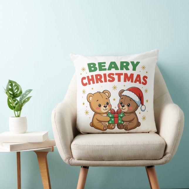 Beary Christmas Throw Pillow (Chair)