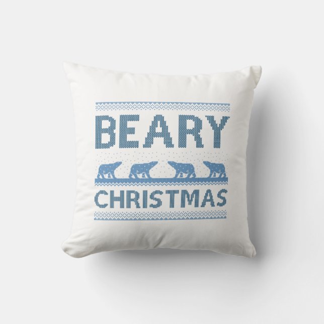 Beary Christmas Throw Pillow (Front)