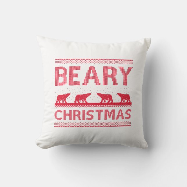 Beary Christmas Throw Pillow (Front)