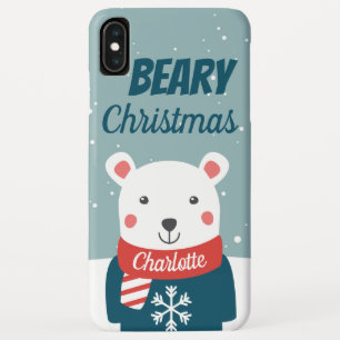 Beary Christmas with cartoon polar bear iPhone XS Max Case
