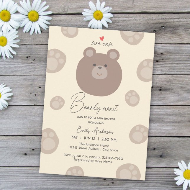 Beary Cute Brown Teddy Bear Cub Boy Baby Shower Invitation (Creator Uploaded)