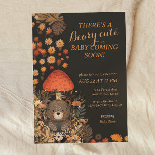 Beary Cute Mushroom Woodland Forest Baby Shower Invitation