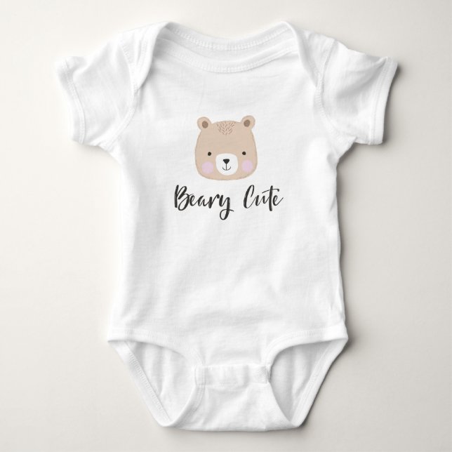 Beary Cute | Tan Baby Bodysuit (Front)