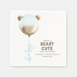 Beary Cute Teddy Bear Balloon Baby Shower Napkin
