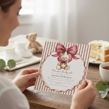 Beary Cute Teddy Bear Bow Baby Shower