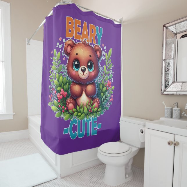 Beary Cute. Teddy Bear cartoon smiling. Funny pun (In Situ)