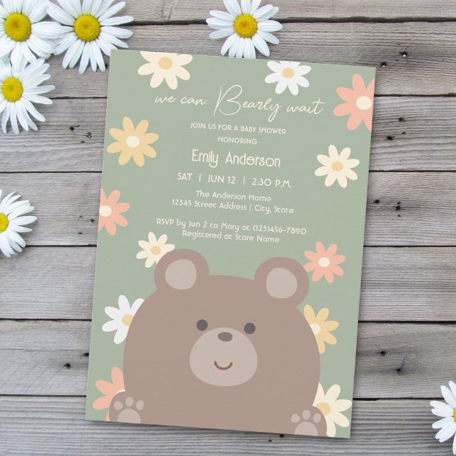 Beary Cute Teddy Bear Gender Neutral Baby Shower Invitation (Creator Uploaded)