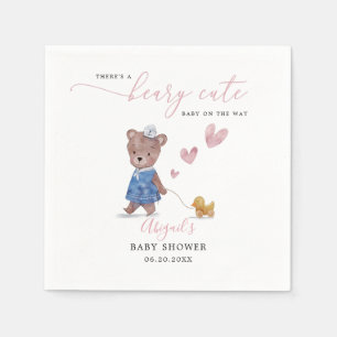 Beary Cute Teddy Bear Girl Baby Shower Napkin