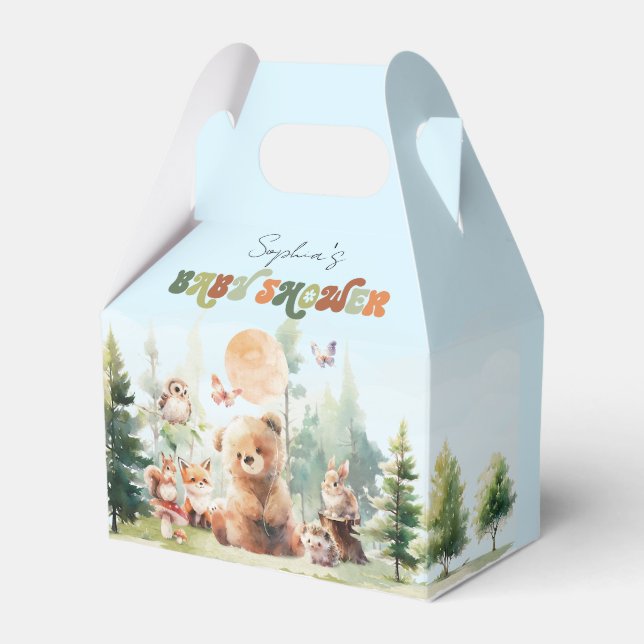 Beary Cute Woodland Baby Shower Favor Box (Front Side)