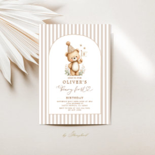 Beary First Birthday Boy Invitation