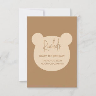 Beary First Birthday Thank you Card