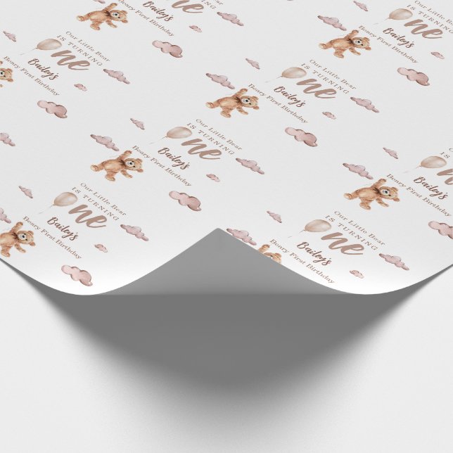 Beary First Birthday Wrapping Paper (Corner)