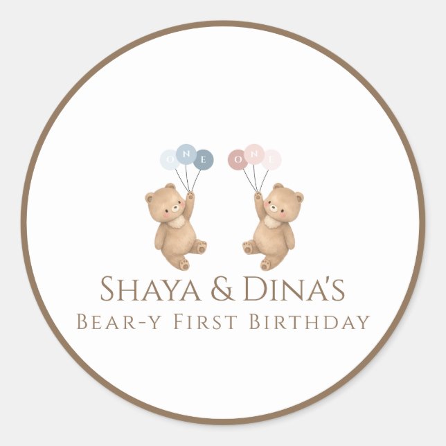 Beary first classic round sticker (Front)
