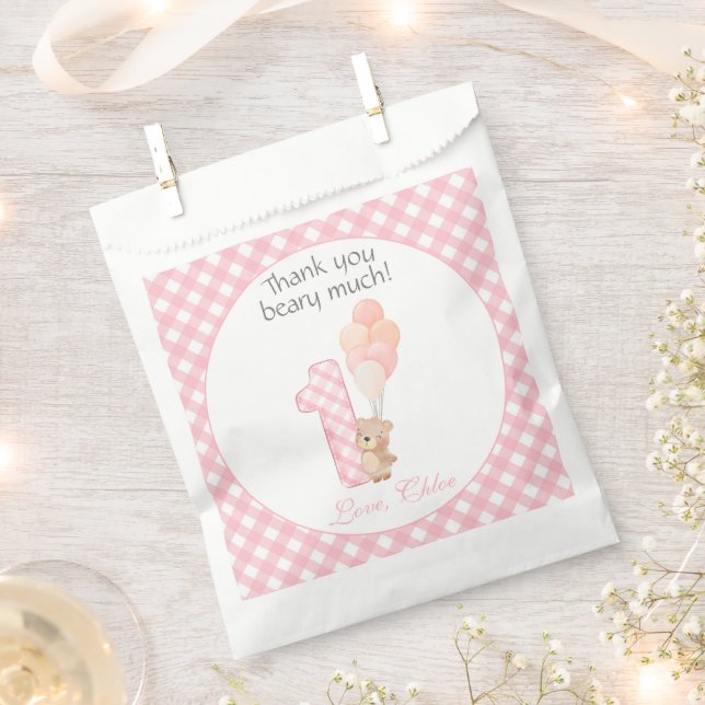 Beary First Teddy Bear Birthday Party  Favour Bag (Clipped)