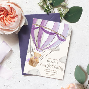 Beary First Teddy Bear Hot Air Balloon Birthday Invitation