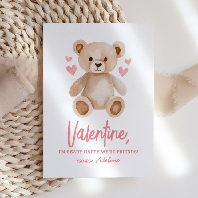Beary Happy Teddy Bear Kids Valentines Day Card (Creator Uploaded)