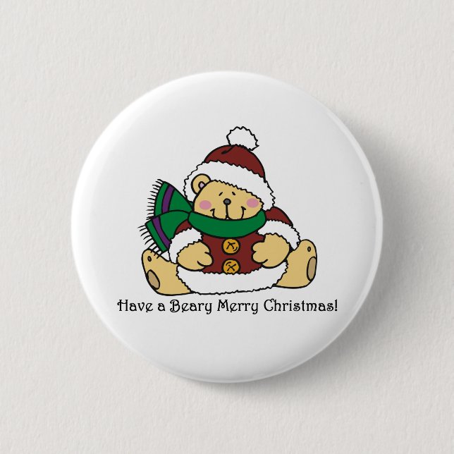 Beary Merry Christmas 2 Inch Round Button (Front)