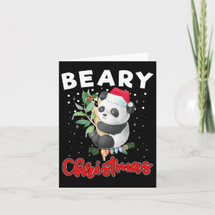 Beary Merry Christmas For Panda Bear Lovers Funny  Card
