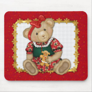Beary Merry Christmas -Girl Teddy Mouse Pad