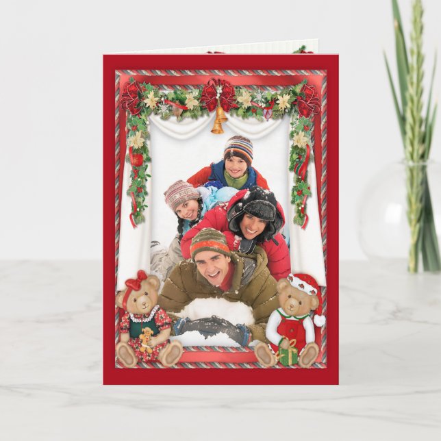 Beary Merry Christmas Photo Folded Holiday Card (Front)