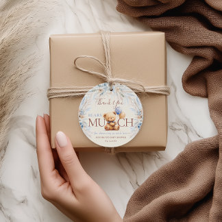 Beary Much Teddy Bear Baby Shower Thank You Favour Tags